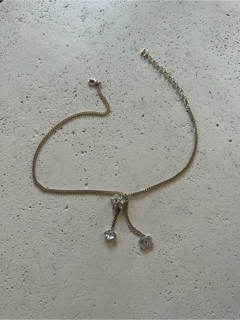 Chanel Crystal Star Heart CC Pendant Necklace made in Italy